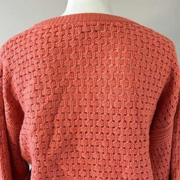 NAADAM Cashmere Wool Open Stitch Crewneck Sweater Coral Designer Sz S NEW - Picture 8 of 14